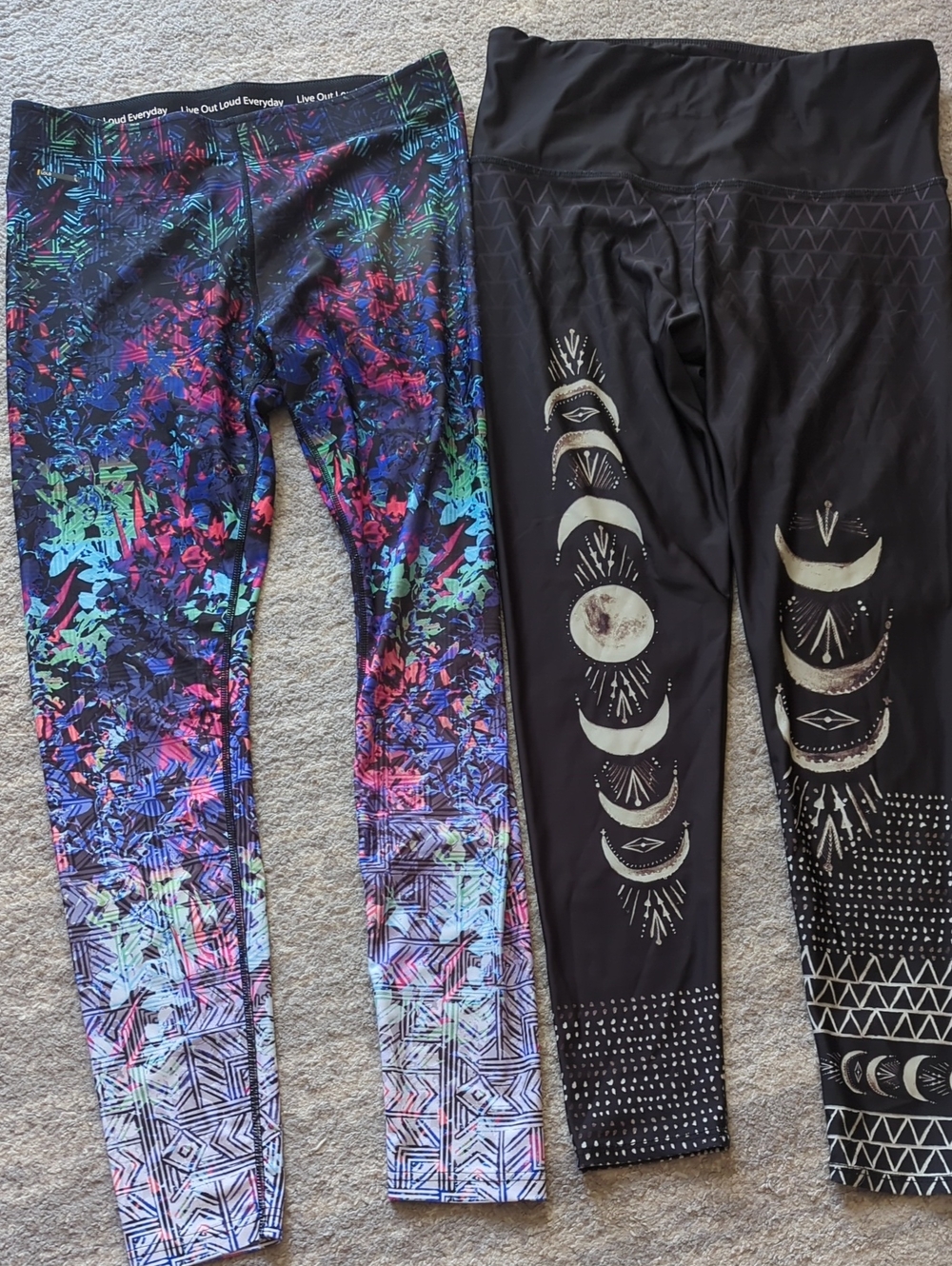 Womens' Multicolor & Black Printed Active Leggings - Set of 2